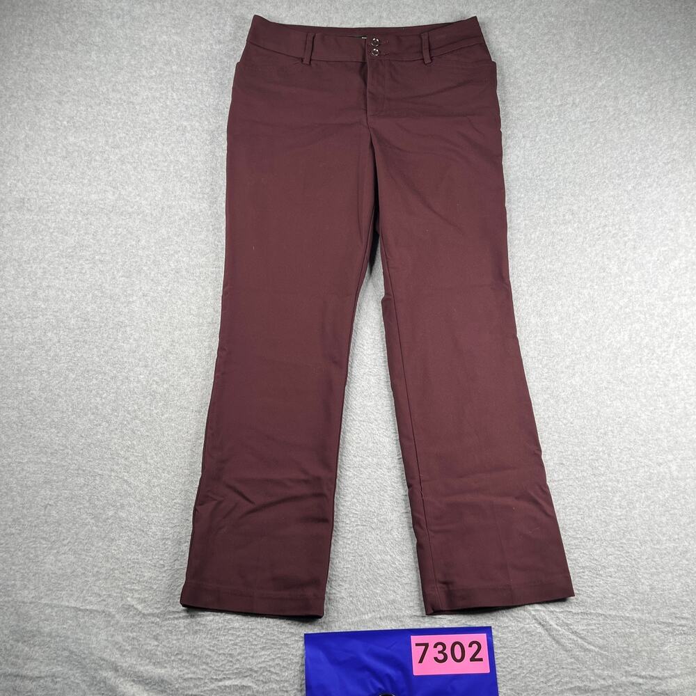 Lee Straight Leg Mid Rise Regular Fit Secretly Shapes Pants Burgundy 12 Medium
